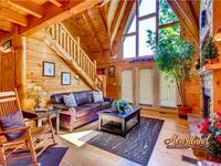 Living room with flat screen TV and fireplace - 2 bedroom cabin near Gatlinburg and Pigeon Forge